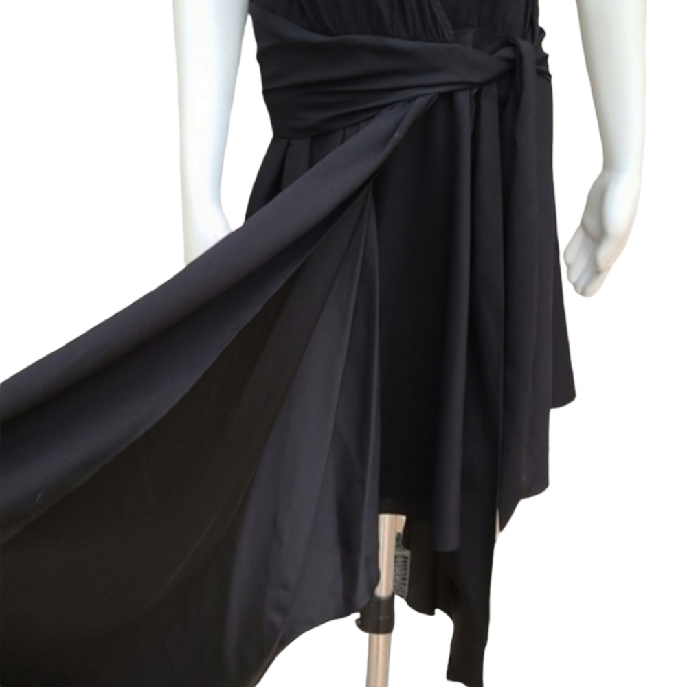 GUESS by MARCIANO Black Asymmetrical Wrap Dress Size M Goth Punk Y2K Bodycon Alt - Picture 13 of 16